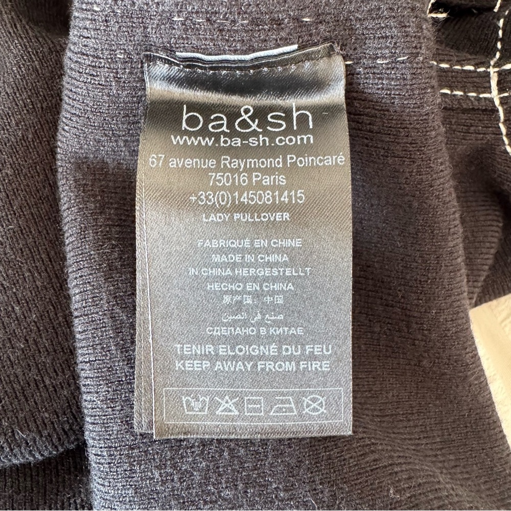 Ba&sh Black Hoodie with White Stitching Jane pullover - Picture 4 of 6